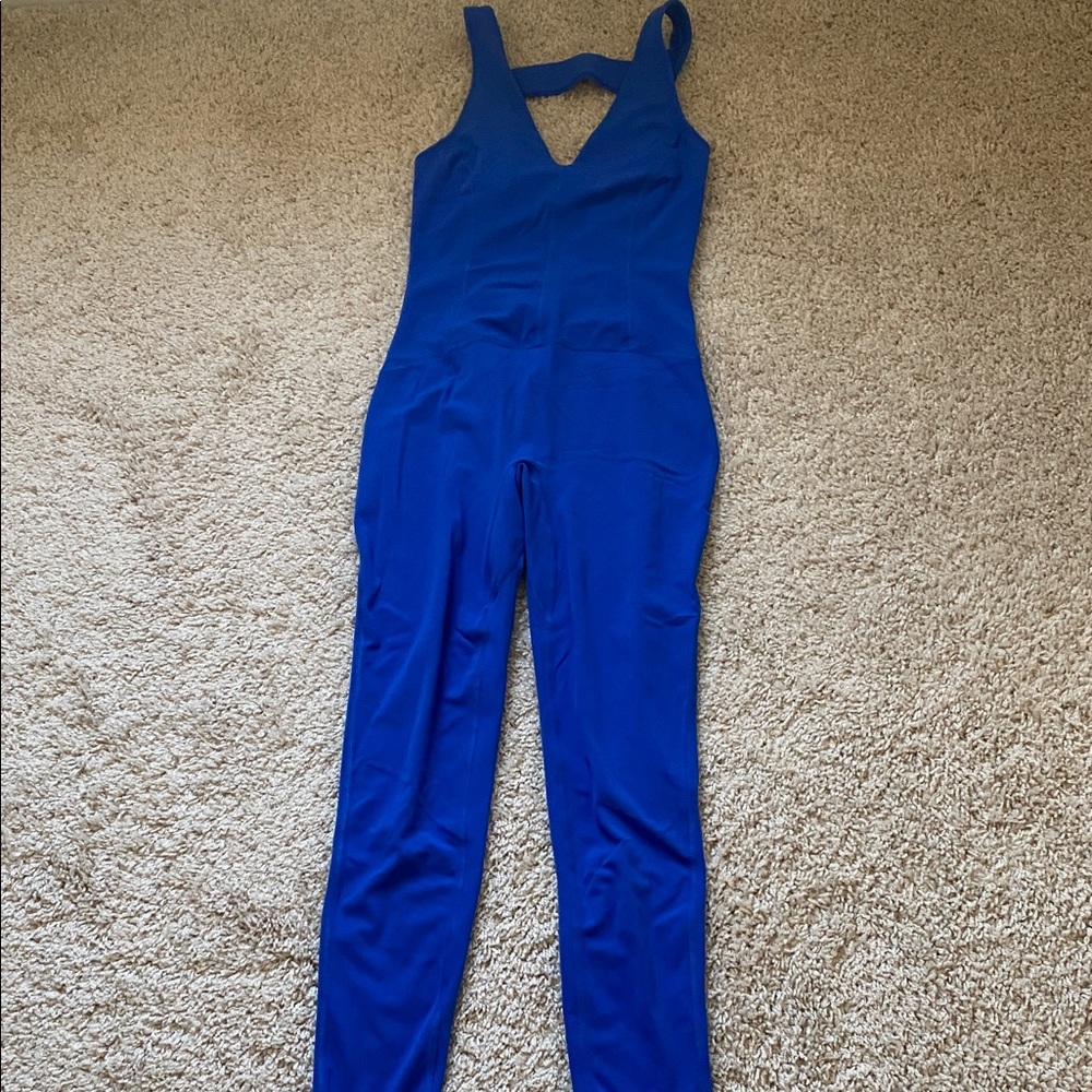 FP Movement by Free People Cobalt Blue V-Neck Fitted Jumpsuit